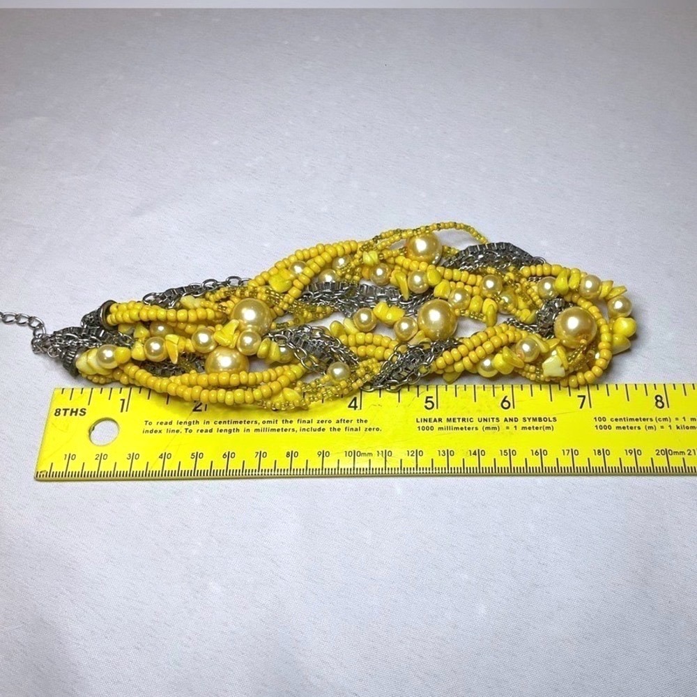 Bold Vintage Multi Strand Beaded Necklace Twisted Yellow Jewelry - Picture 6 of 6